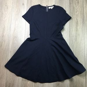 Diane Von Furstenberg Ivana Fit and Flare Dress Stretch Navy Blue Size 12